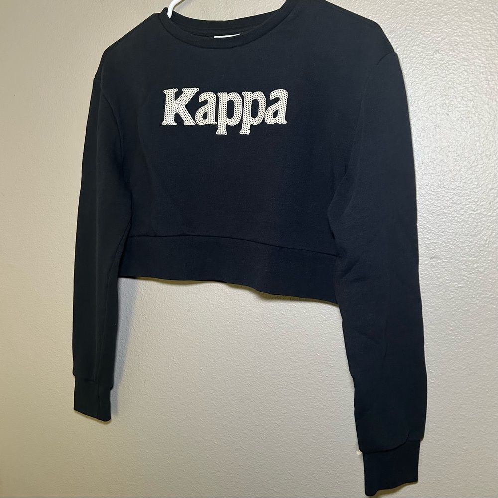 Kappa Authentic Gobret black sequins cropped pullover sweater women’s size small - Picture 5 of 10